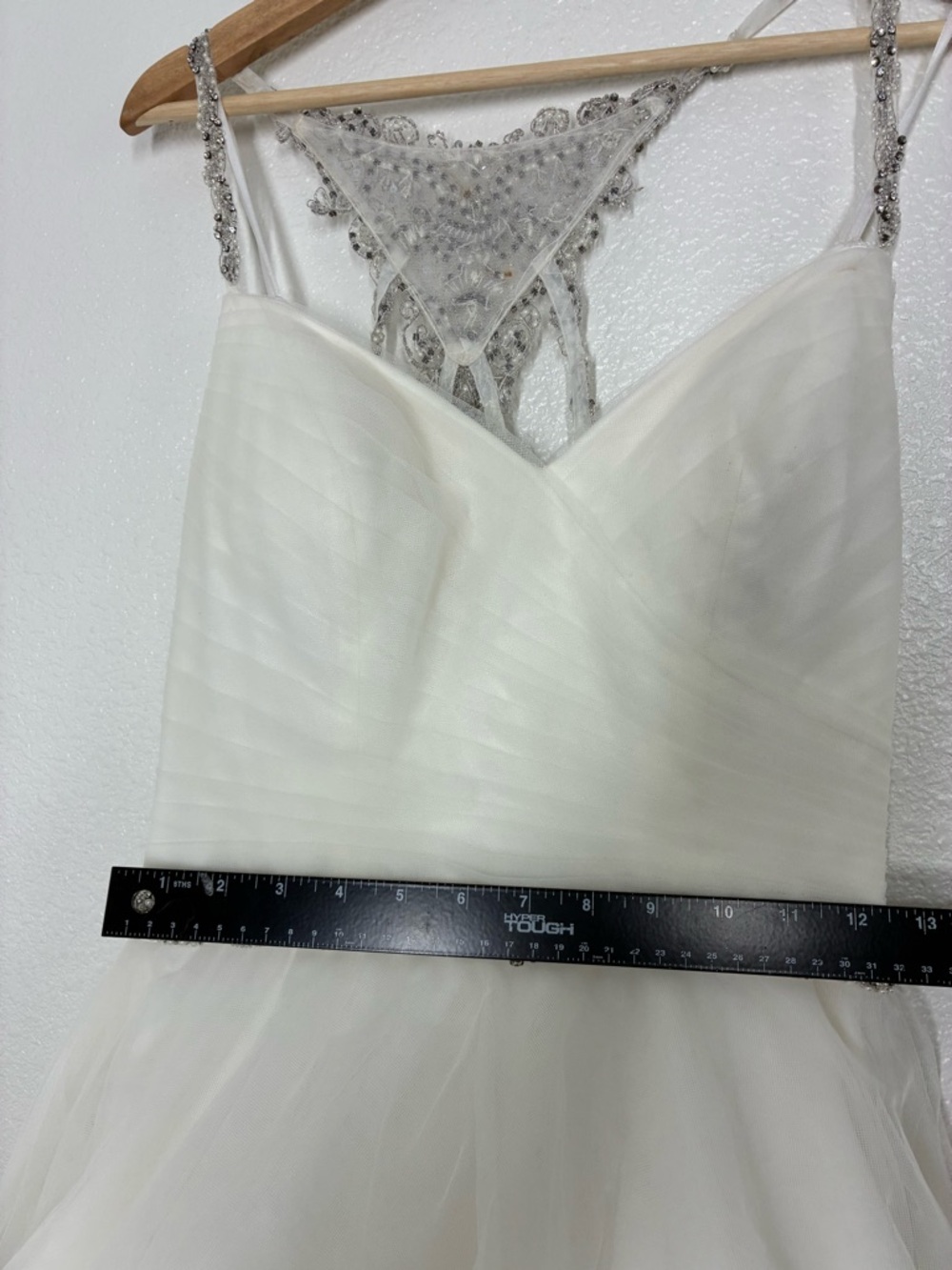 MORI LEE Weadding Dress 2873 Off-White USA 8 Crystal Beaded Tulle Ball Veil - Picture 10 of 17